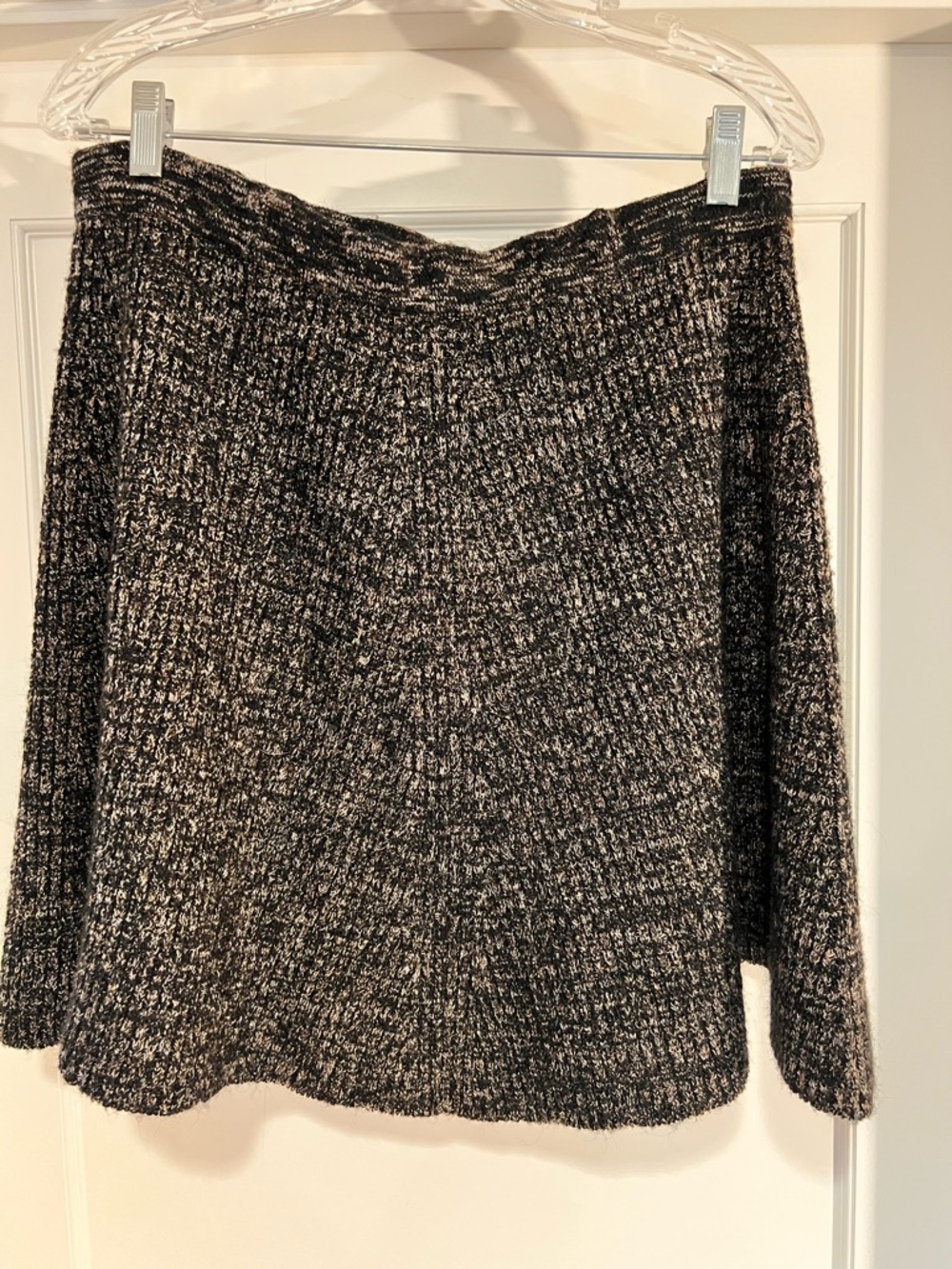 Adrienne Vittadini Black Heather Ribbed Scoop-Neck Sweater